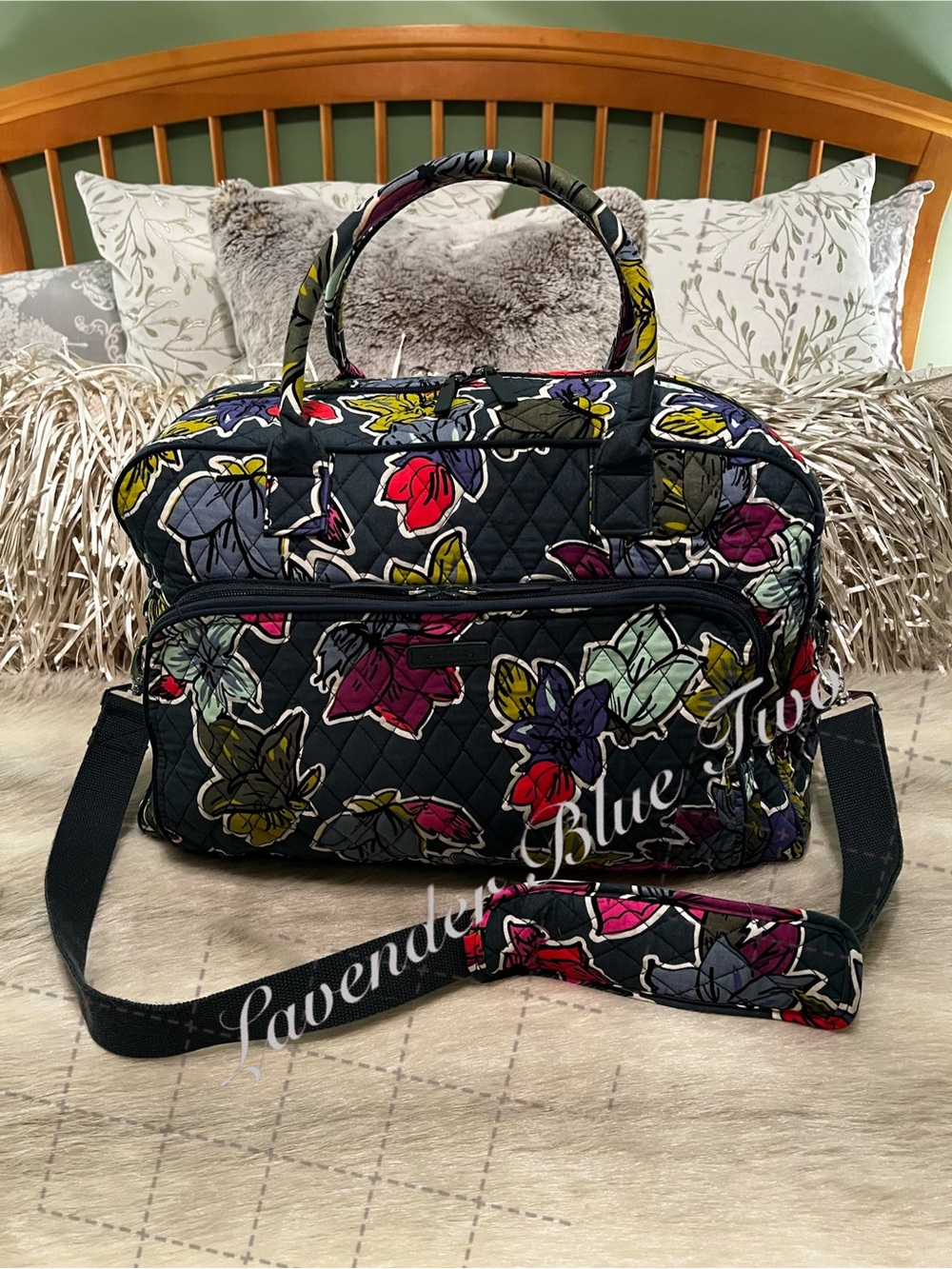 VERA BRADLEY Falling Leaves 2016 Weekender Trolly Sleeve Travel Bag Carry On Gre
